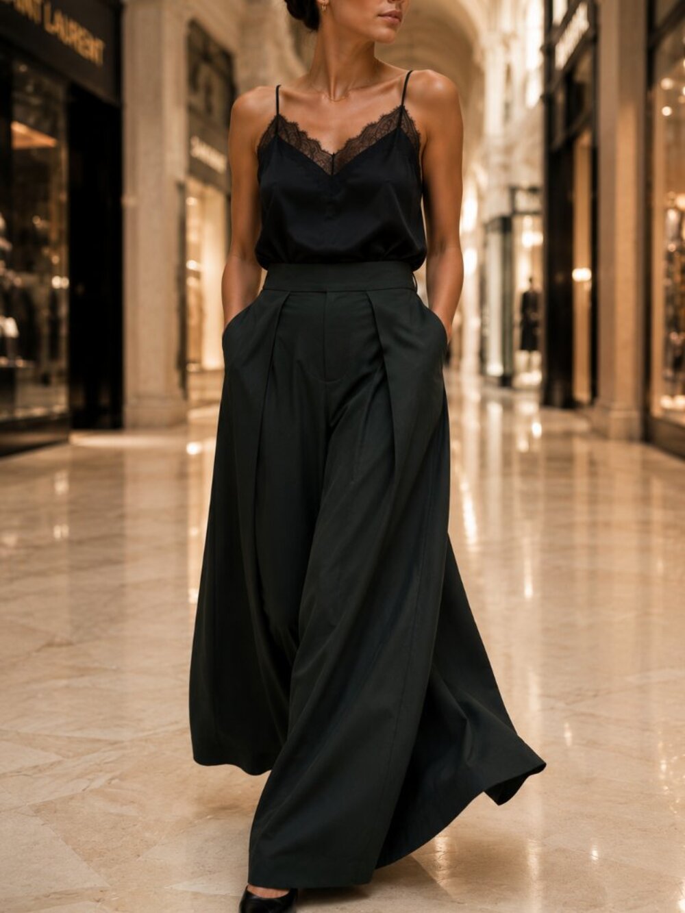 Zara Dark Green Extra Wide Leg Dress Pants High Rise Tailored S - Picture 2 of 8